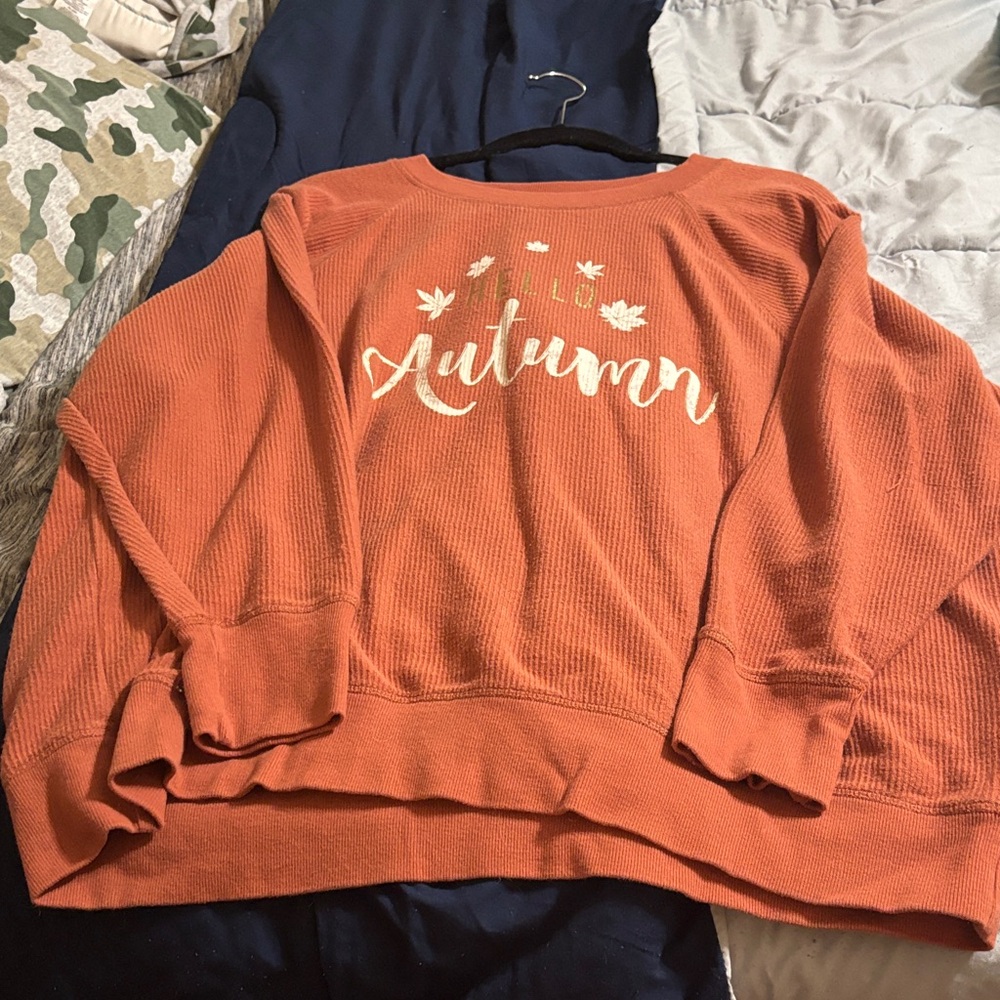 Maurices Orange Waffle-Knit 'Autumn' Crewneck Sweater